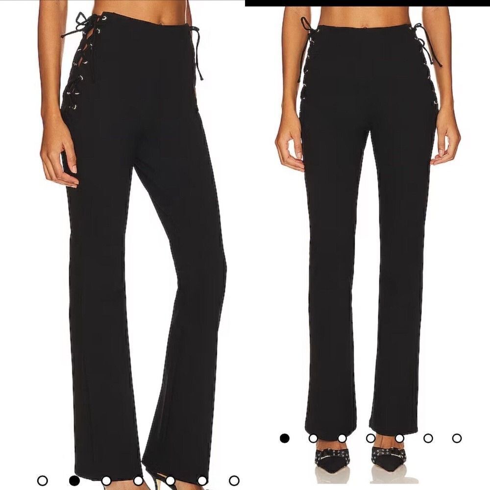 Superdown Jenah Womens Revolve Lace Up High Rise Flare Leg Pants Black M